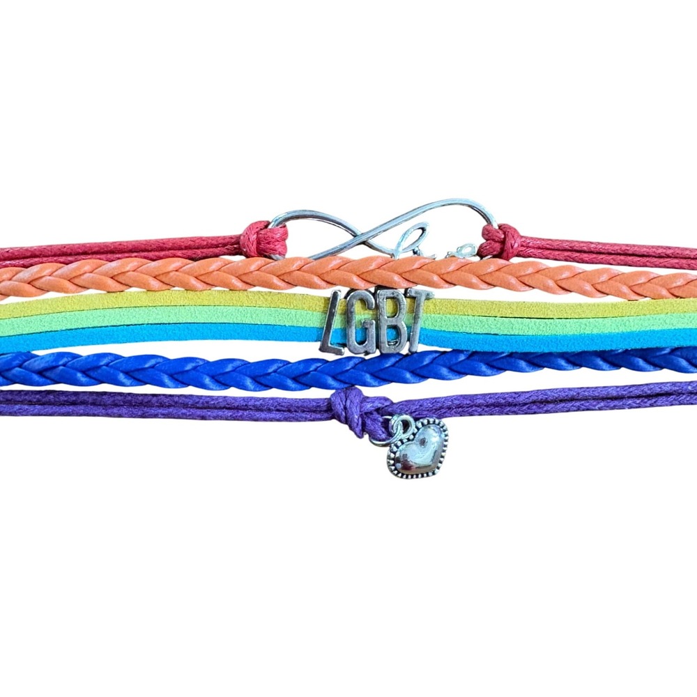 LGBT Rainbow Bracelet Love Infinity Charm Pride Layered Jewelry‎ Unisex 7.5"